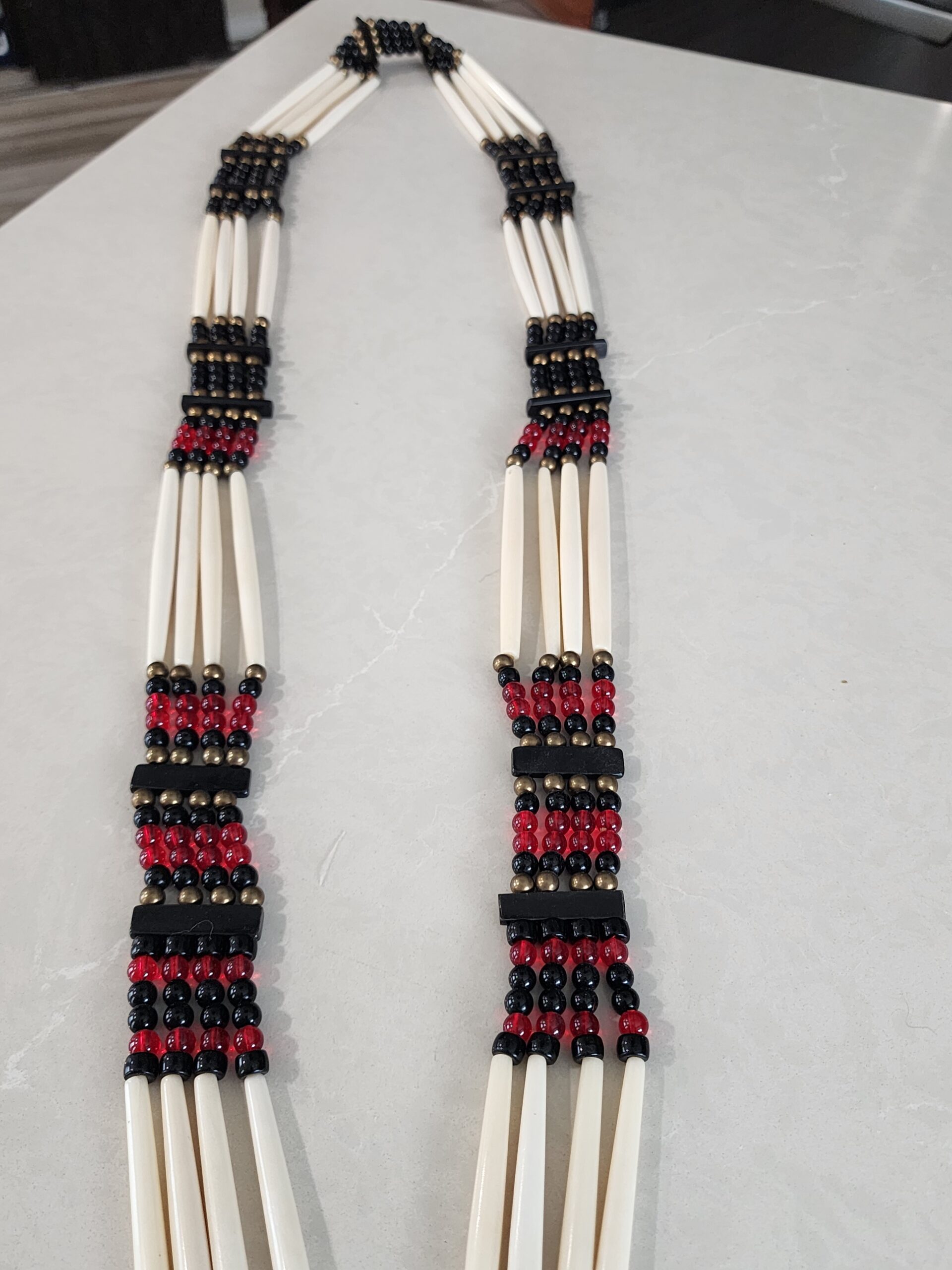 Bone, Glass and Brass Bead Bandolier - Image 2